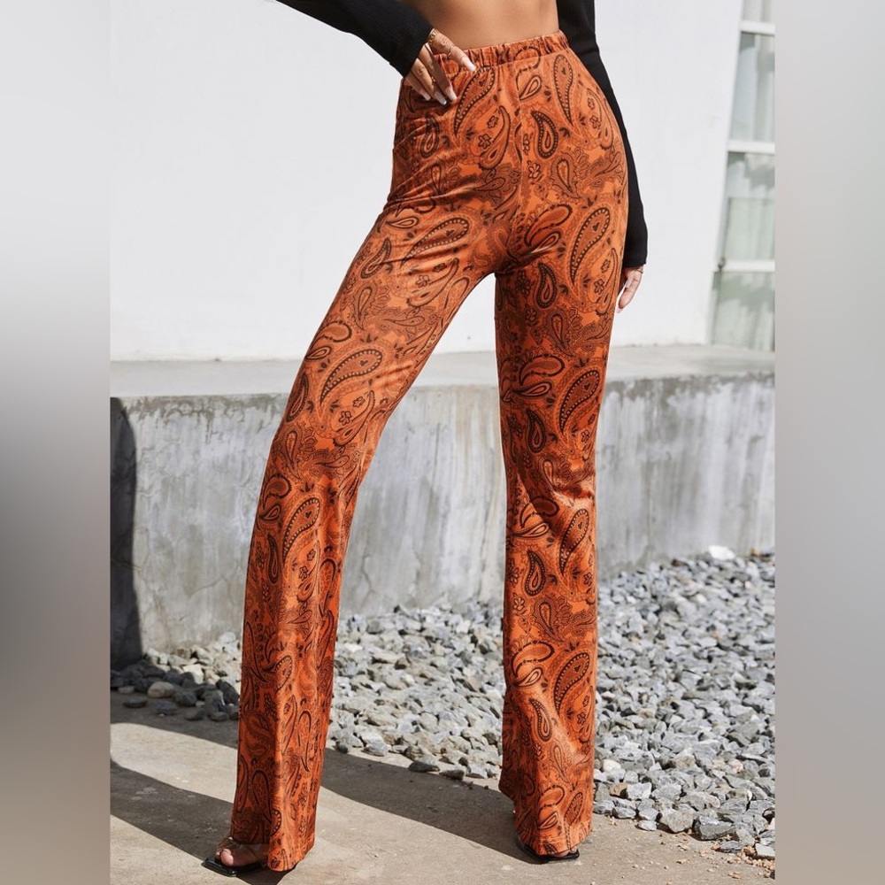 paisley print flare pants